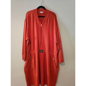 Calvin Klein Womens Dress Plus 2X Zip Sweater Jersey Stretch Fall Winter Dress